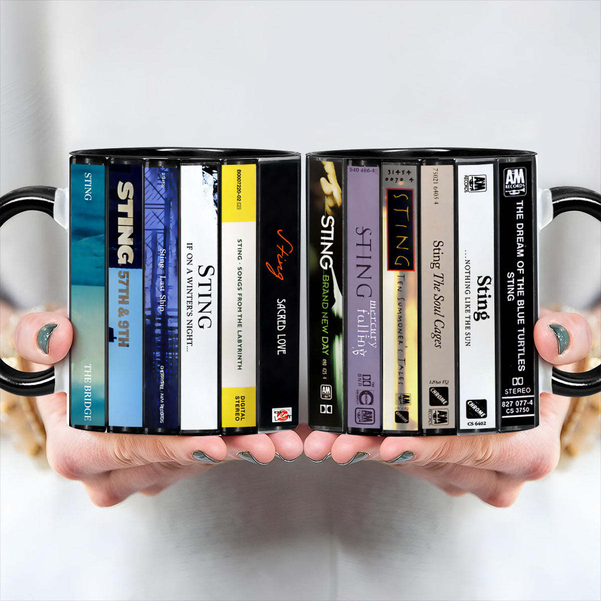 Sting Albums Cassette Collection Retro Accent Edge-to-Edge Printed Mug