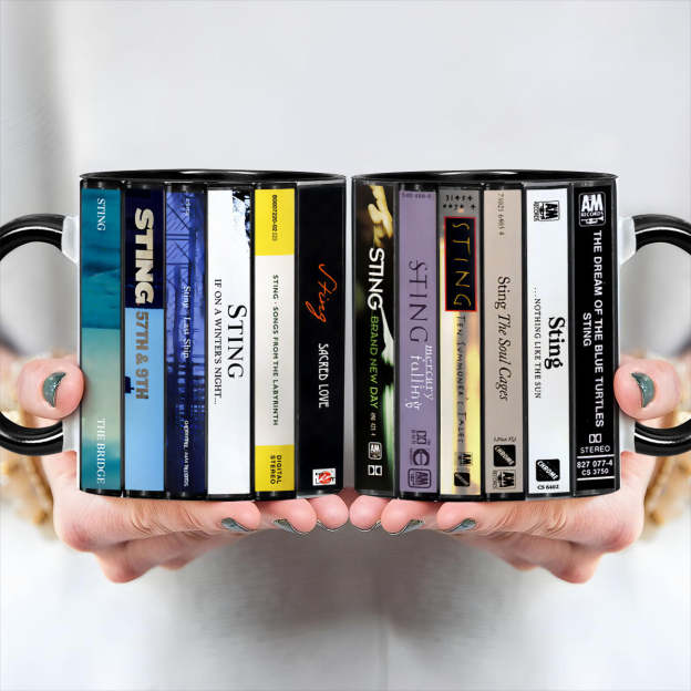 Sting Albums Cassette Collection Retro Accent Edge-to-Edge Printed Mug