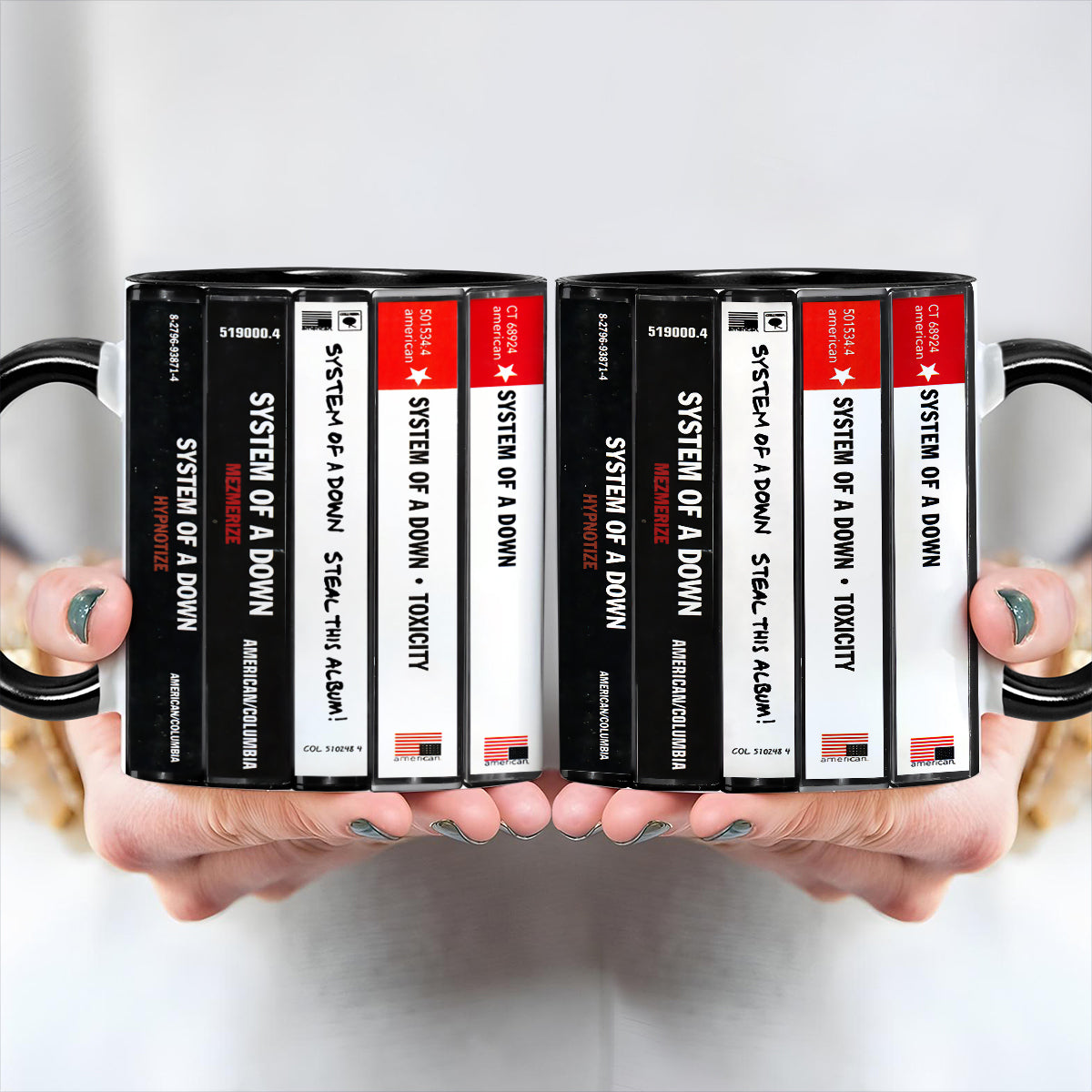 System Of A Down Albums Cassette Collection Retro Accent Edge-to-Edge Printed Mug