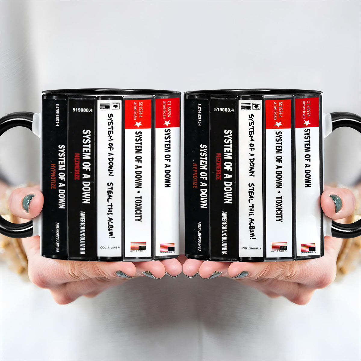 System Of A Down Albums Cassette Collection Retro Accent Edge-to-Edge Printed Mug