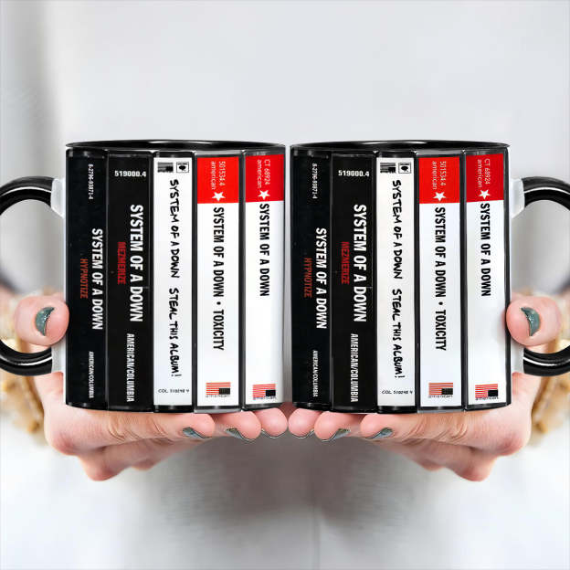 System Of A Down Albums Cassette Collection Retro Accent Edge-to-Edge Printed Mug