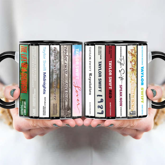 Taylor Swift Albums Cassette Collection Retro Accent Edge-to-Edge Printed Mug