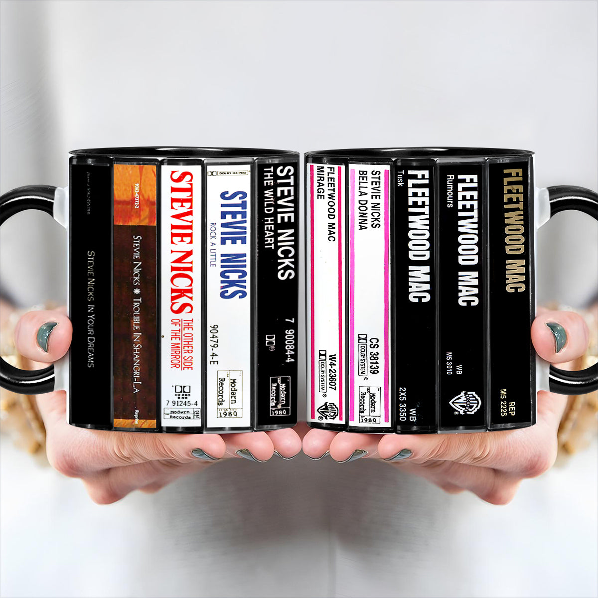 Stevie Nicks Albums Cassette Collection Retro Accent Mug