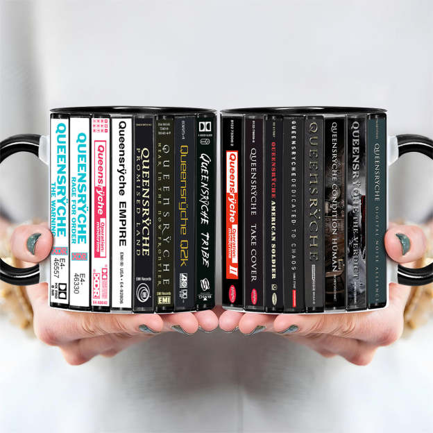 Queensrÿche Albums Cassette Collection Retro Accent Edge-to-Edge Printed Mug