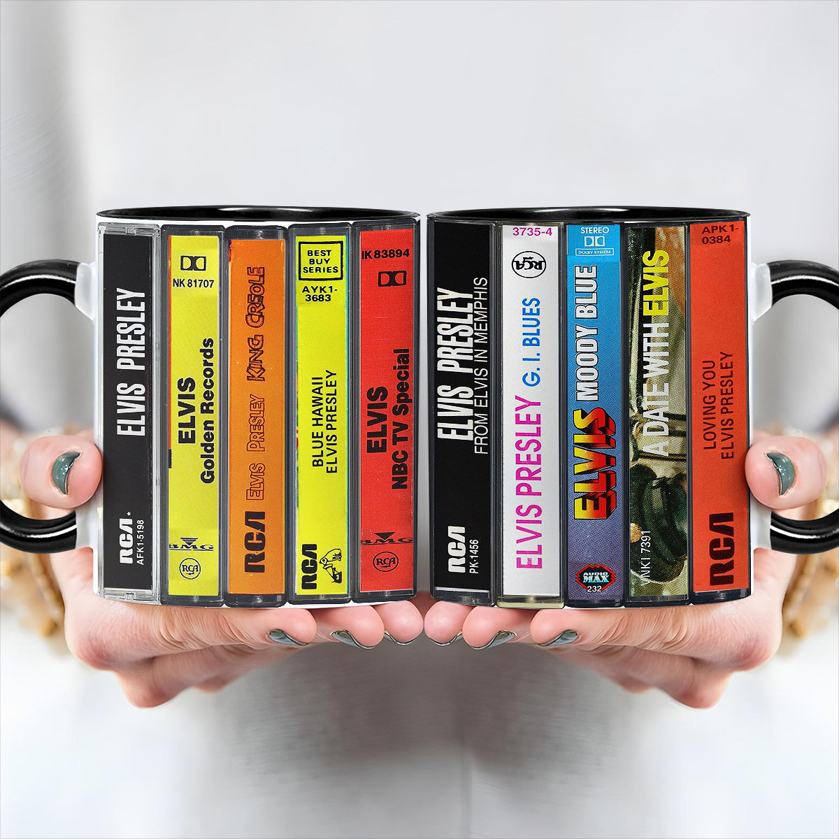 Elvis Presley Albums Cassette Retro Collection Accent Mug