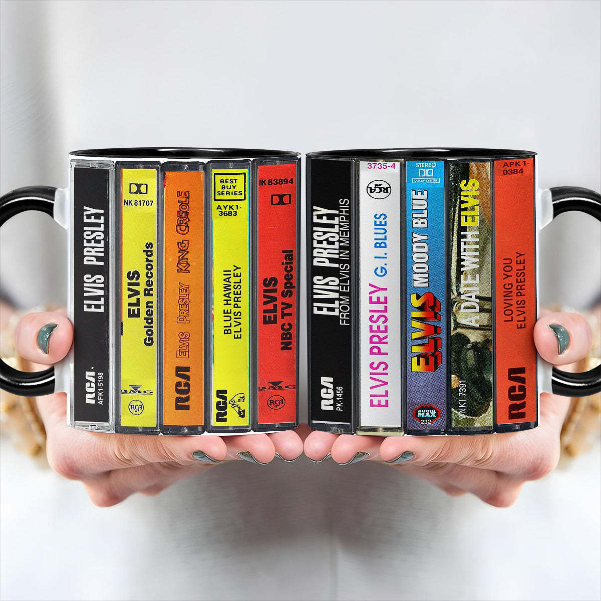 Elvis Presley Albums Cassette Retro Collection Accent Mug