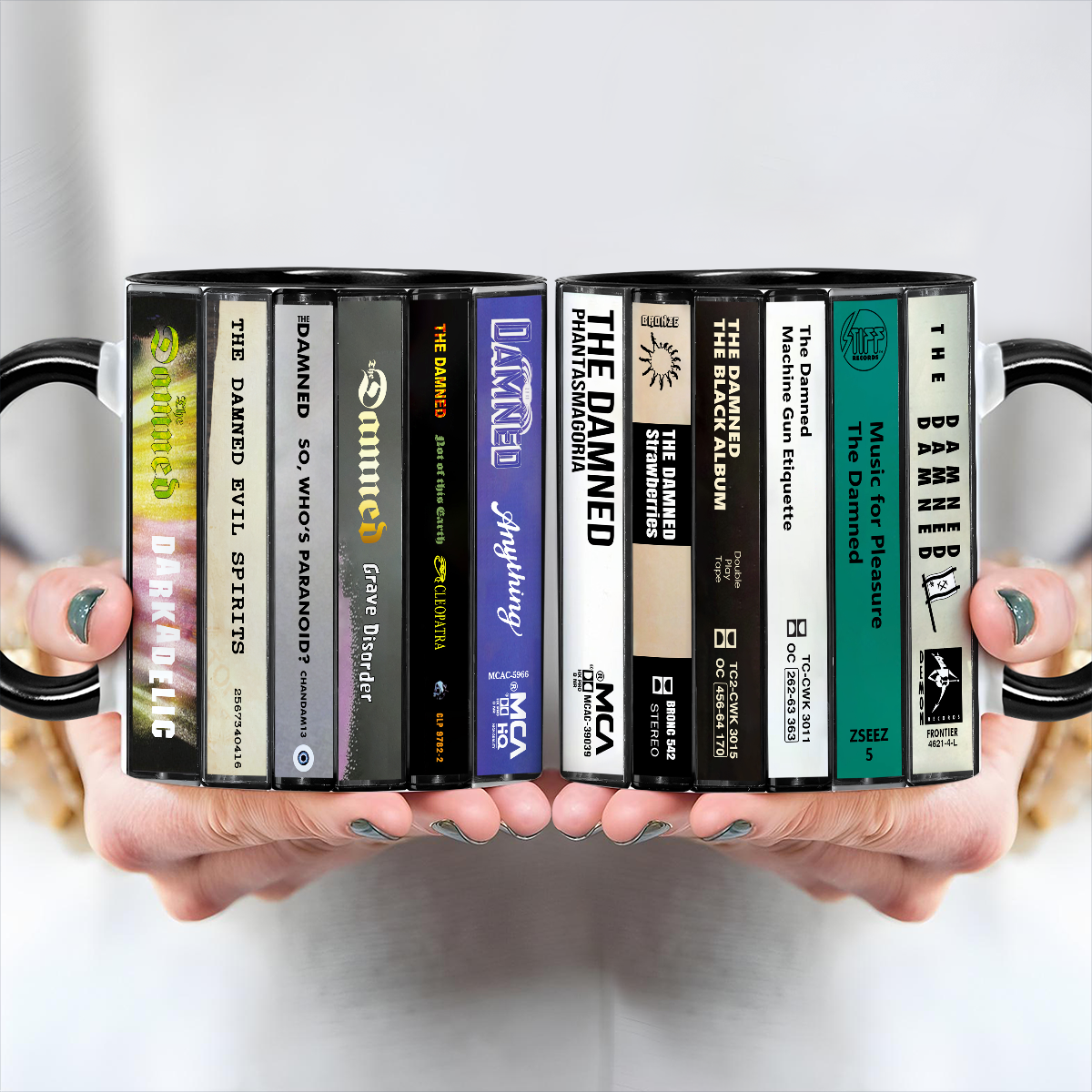 The Damned Albums Cassette Collection Retro Accent Edge-to-Edge Printed Mug