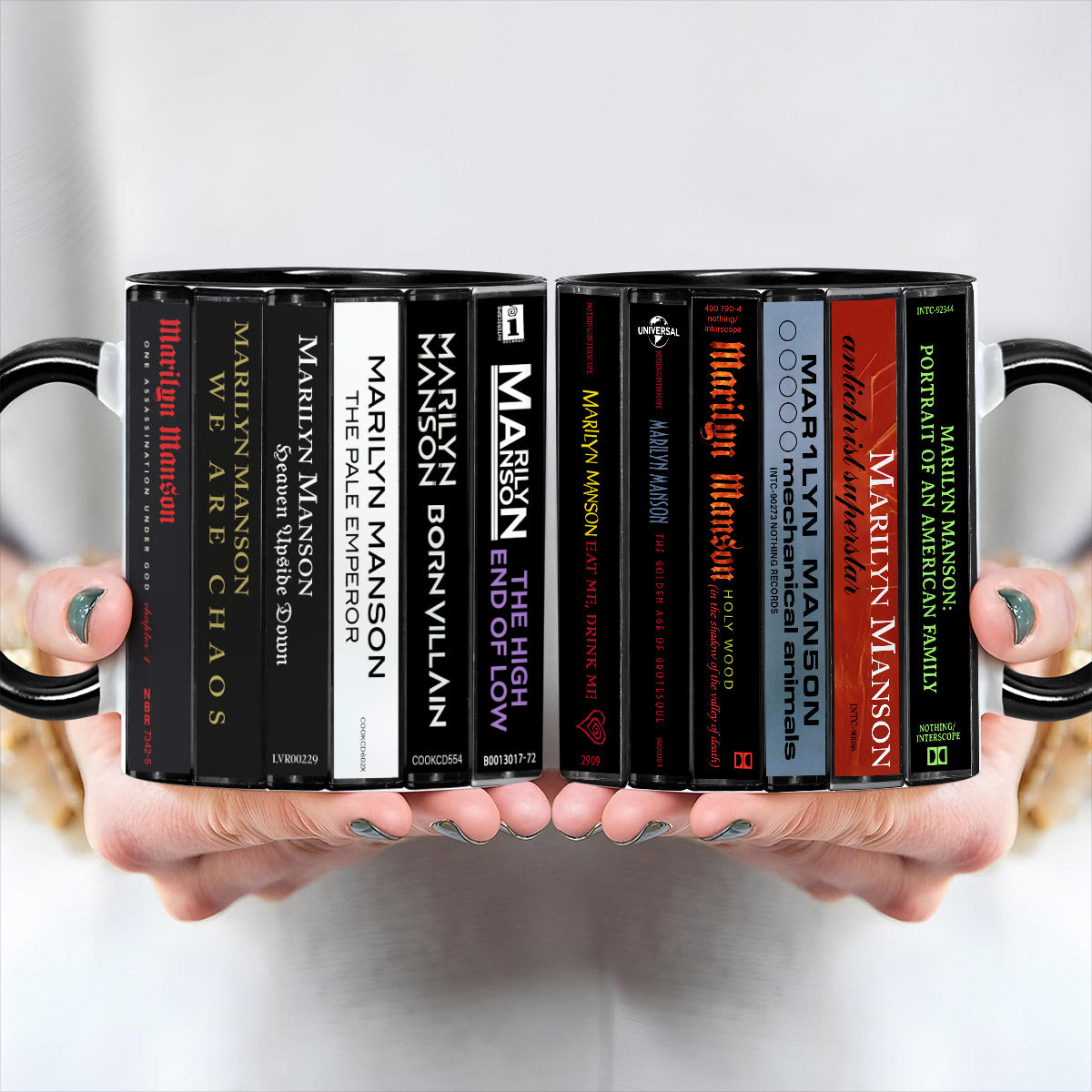 Marilyn Manson Albums Cassette Collection Retro Accent Edge-to-Edge Printed Mug