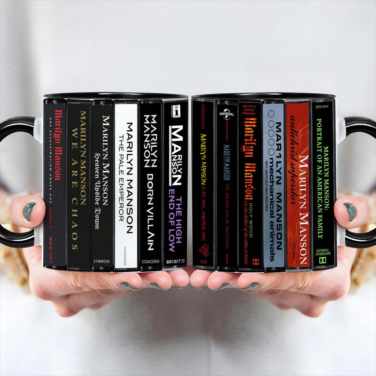 Marilyn Manson Albums Cassette Collection Retro Accent Edge-to-Edge Printed Mug