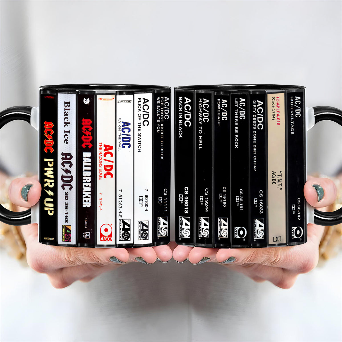 AC/DC Albums Cassette Collection Retro Accent Edge-to-Edge Printed Mug