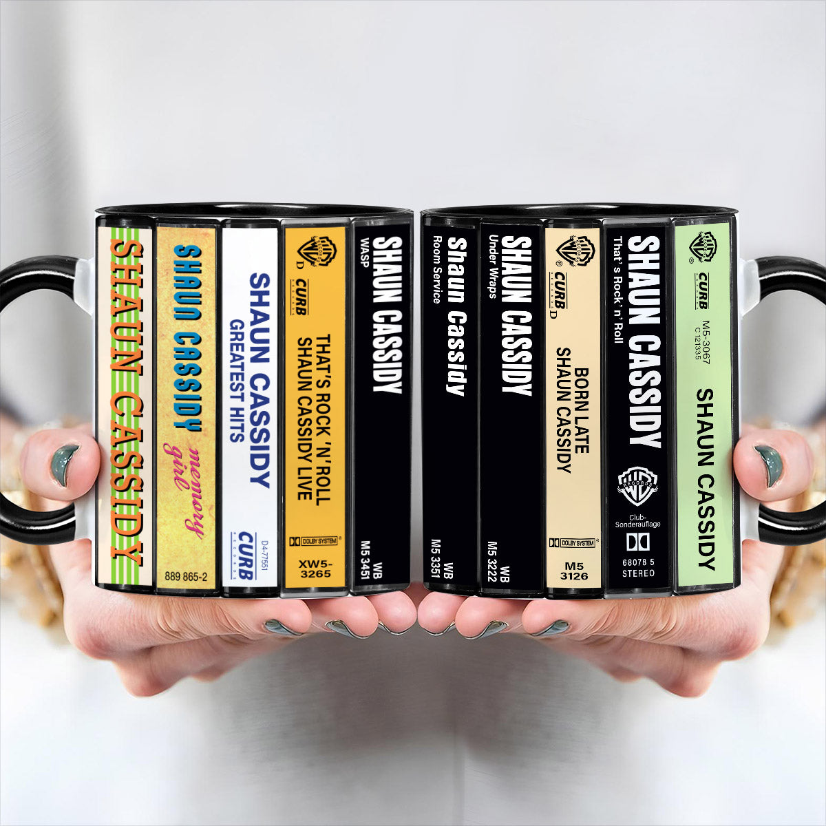 Shaun Cassidy Albums Cassette Collection Retro Accent Edge-to-Edge Printed Mug