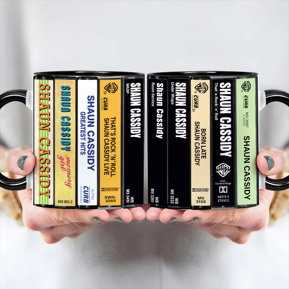 Shaun Cassidy Albums Cassette Collection Retro Accent Edge-to-Edge Printed Mug