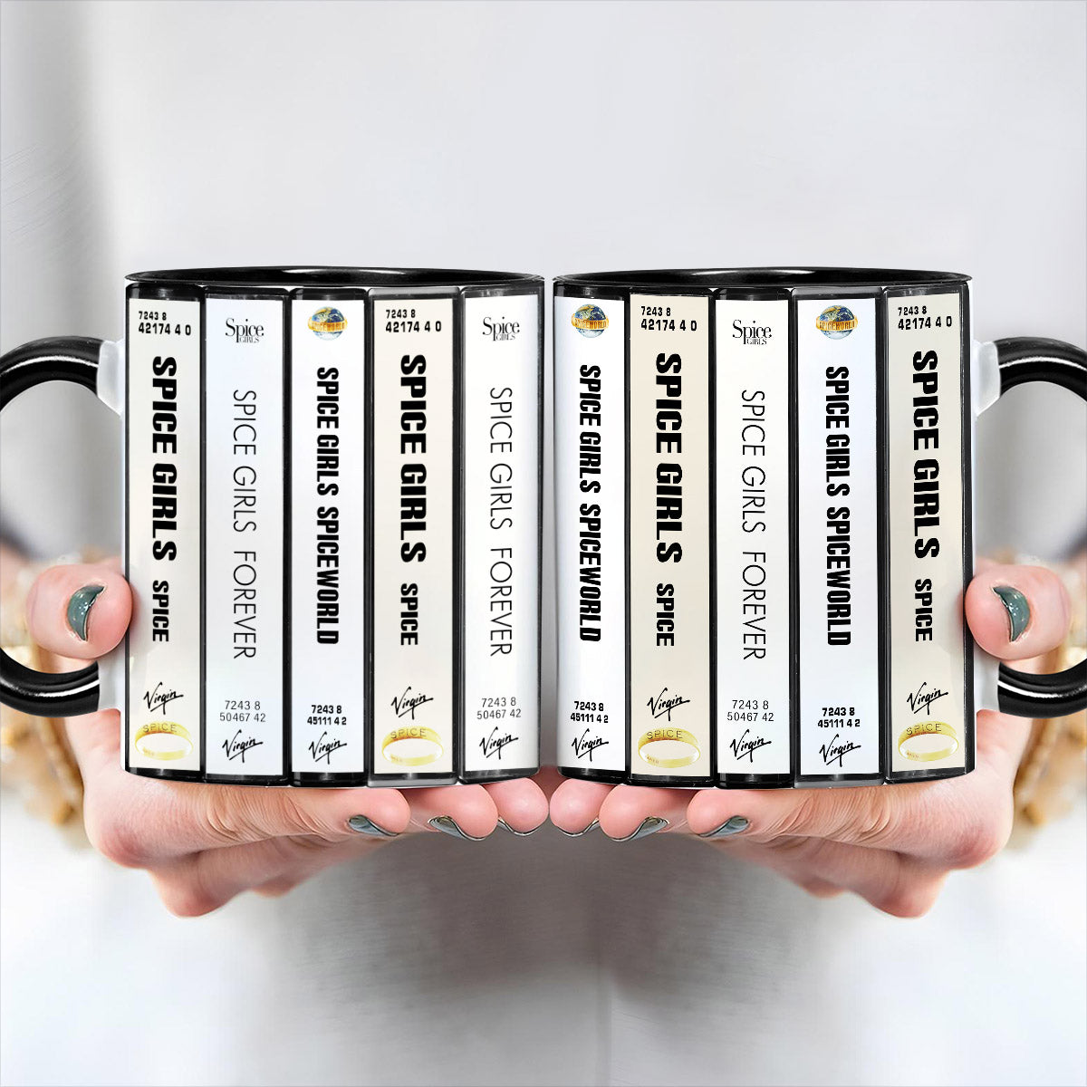 Spice Girls Albums Cassette Collection Retro Accent Edge-to-Edge Printed Mug