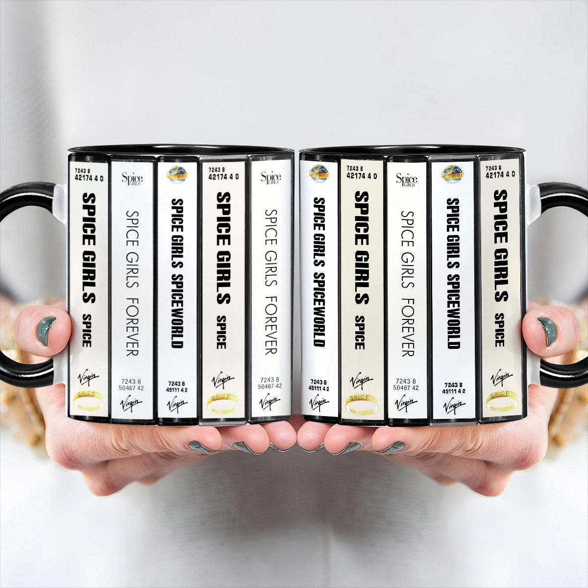 Spice Girls Albums Cassette Collection Retro Accent Edge-to-Edge Printed Mug