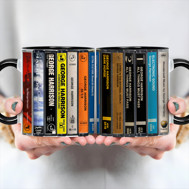 George Harrison Albums Cassette Retro Collection Accent Mug
