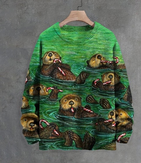 Underwater Sea Mushroom Printed Long-Sleeved Sweater