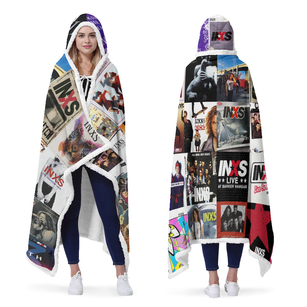 INXS Album Art Wearable Blanket Hoodie – Cozy Retro Rock Fan Gift, 80s Music Lover