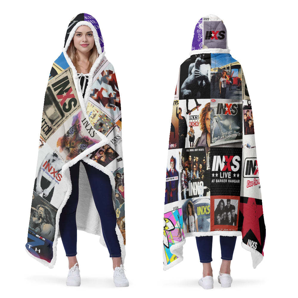 INXS Album Art Wearable Blanket Hoodie – Cozy Retro Rock Fan Gift, 80s Music Lover