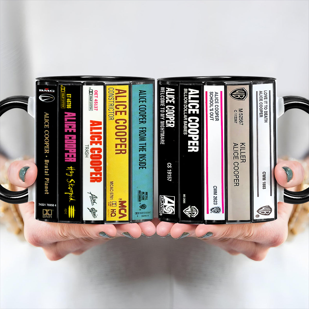 Alice Cooper Albums Cassette Collection Retro Accent Mug