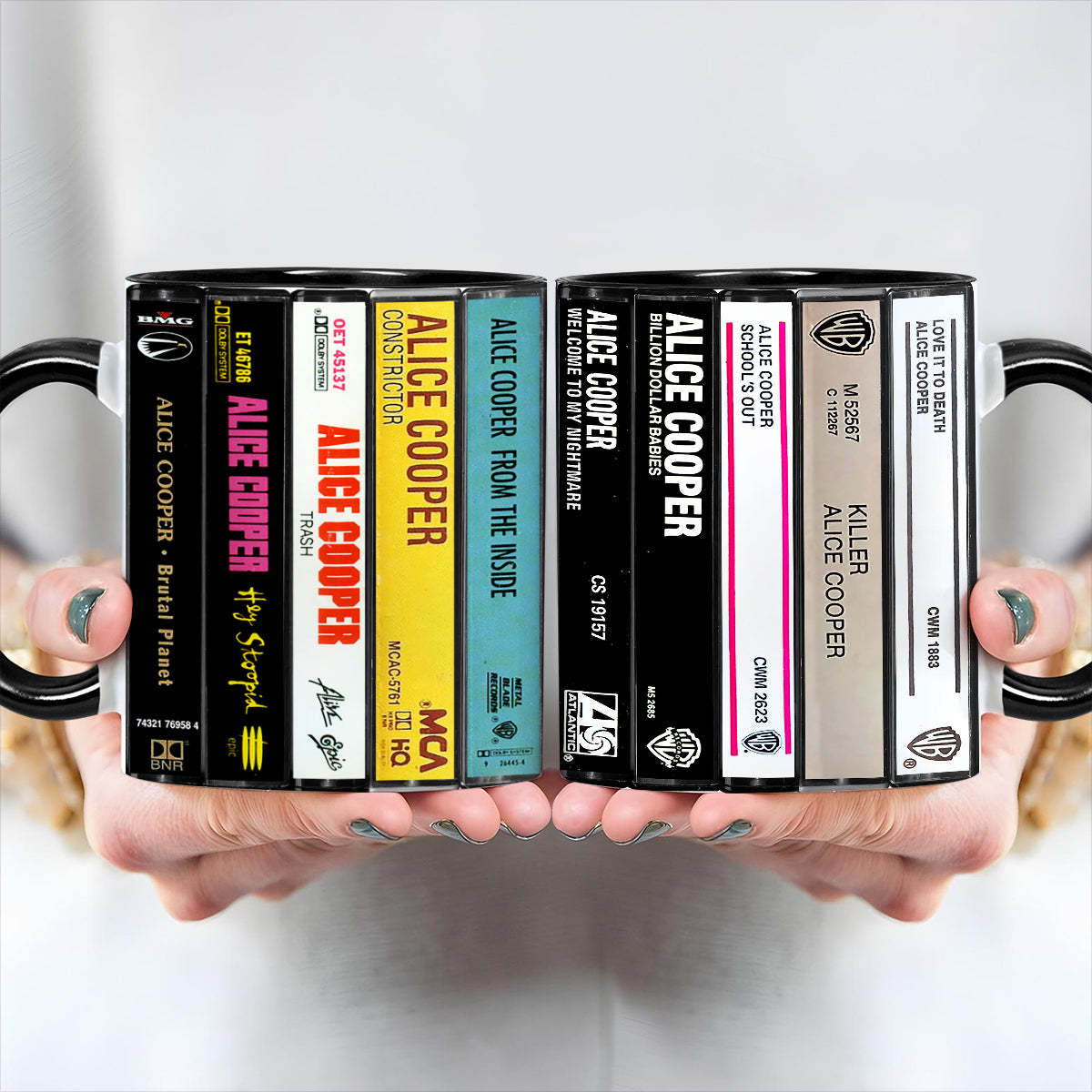 Alice Cooper Albums Cassette Collection Retro Accent Mug