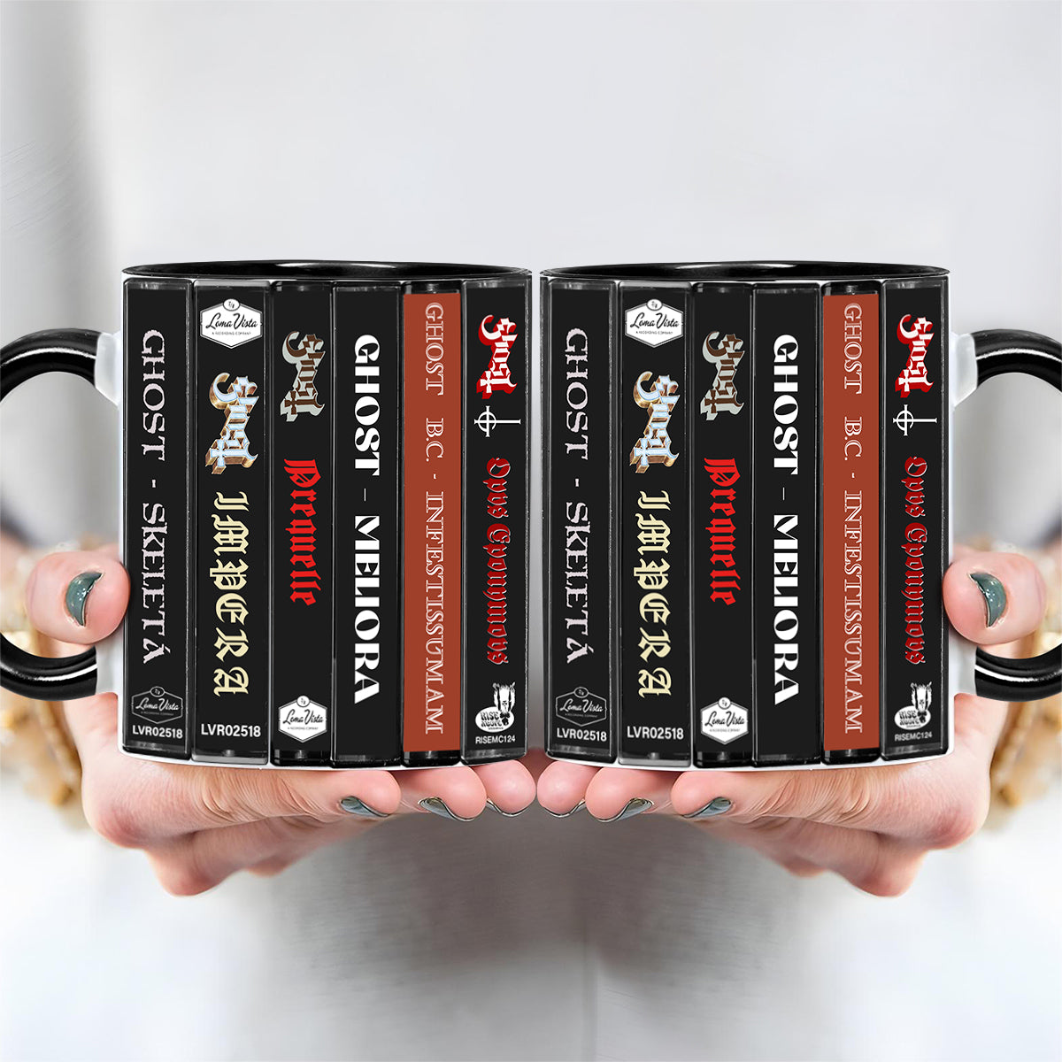 Ghost Albums Cassette Collection Retro Accent Edge-to-Edge Printed Mug