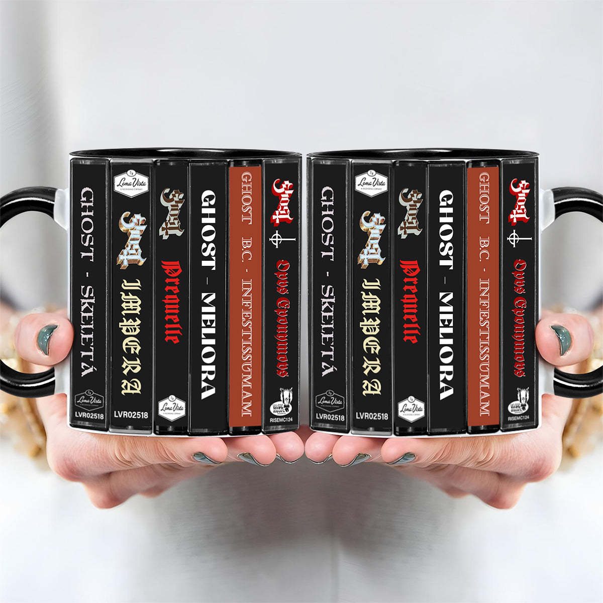 Ghost Albums Cassette Collection Retro Accent Edge-to-Edge Printed Mug