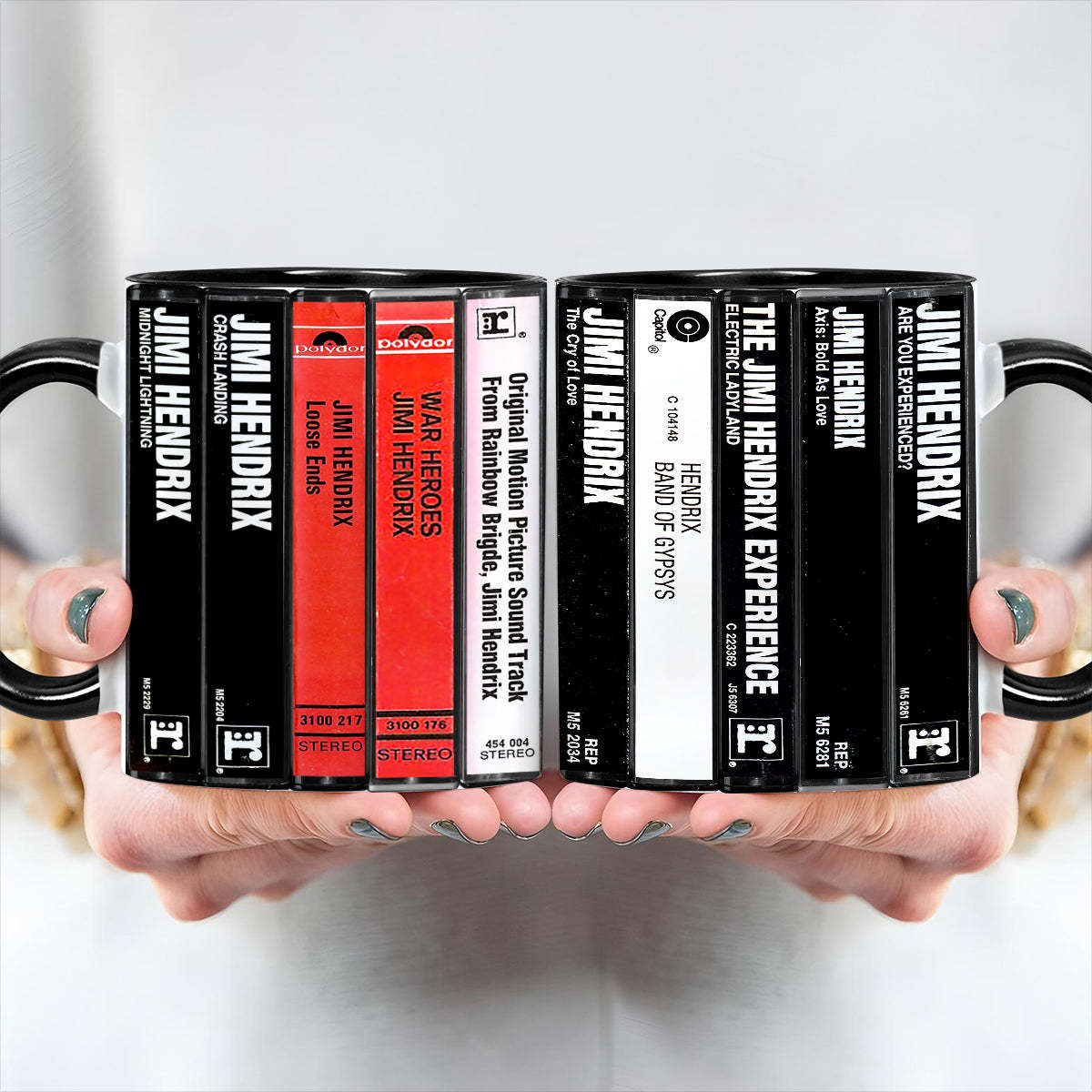 Jimi Hendrix Albums Cassette Collection Retro Accent Mug