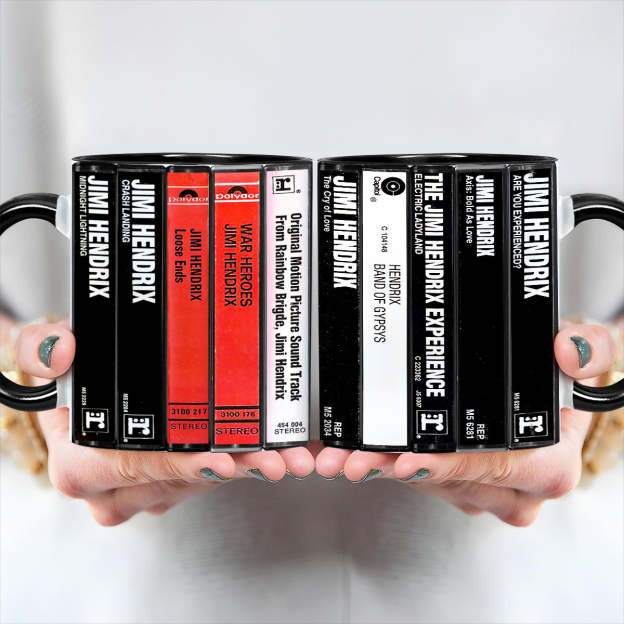 Jimi Hendrix Albums Cassette Collection Retro Accent Mug