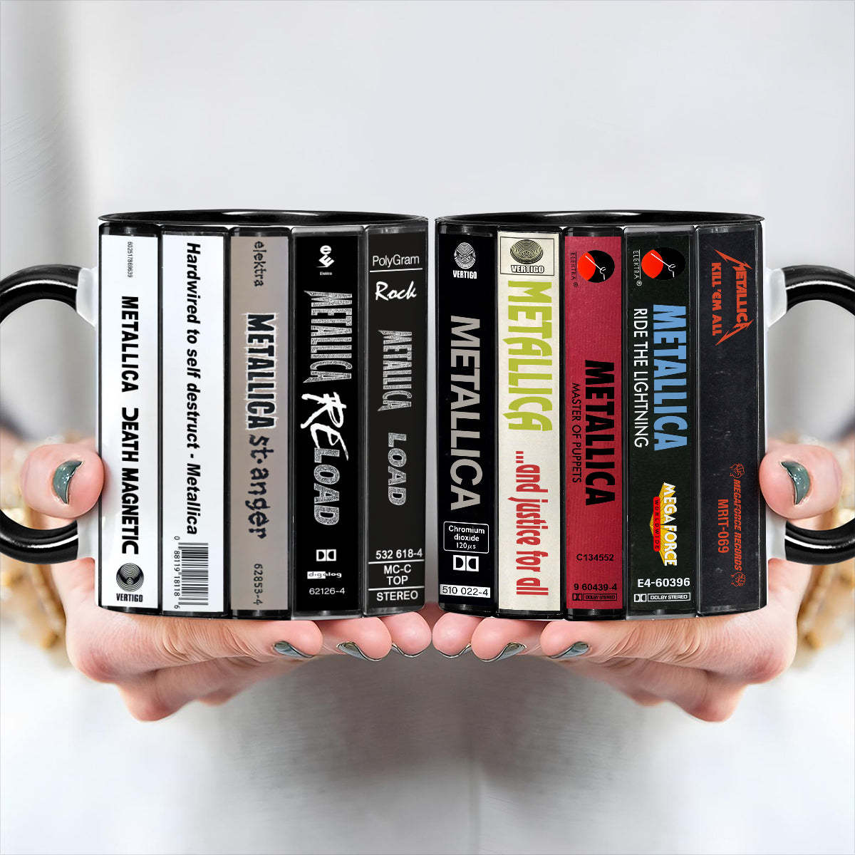 Metallica Albums Cassette Collection  Retro Accent Mug