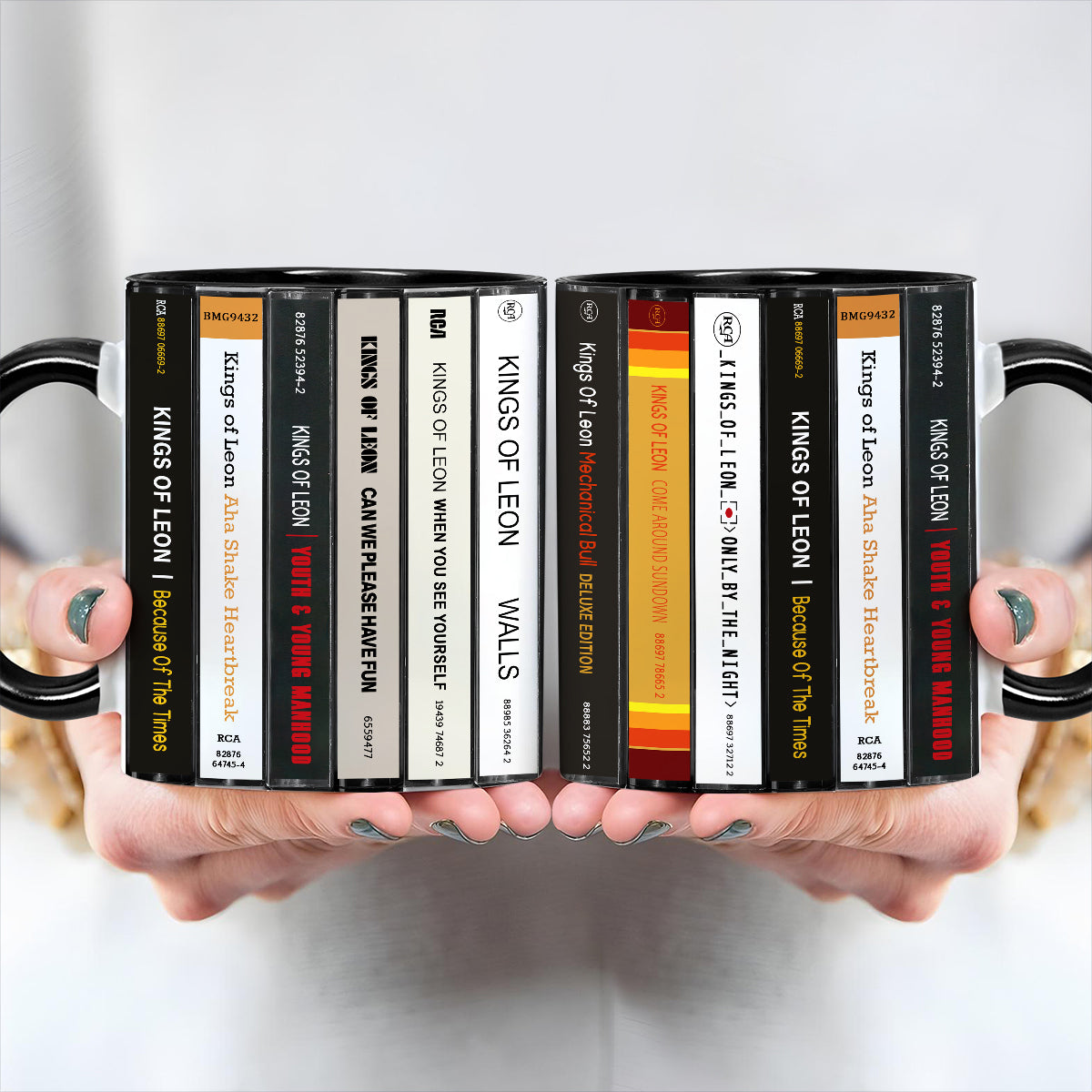 Kings Of Leon Albums Cassette Collection Retro Accent Edge-to-Edge Printed Mug