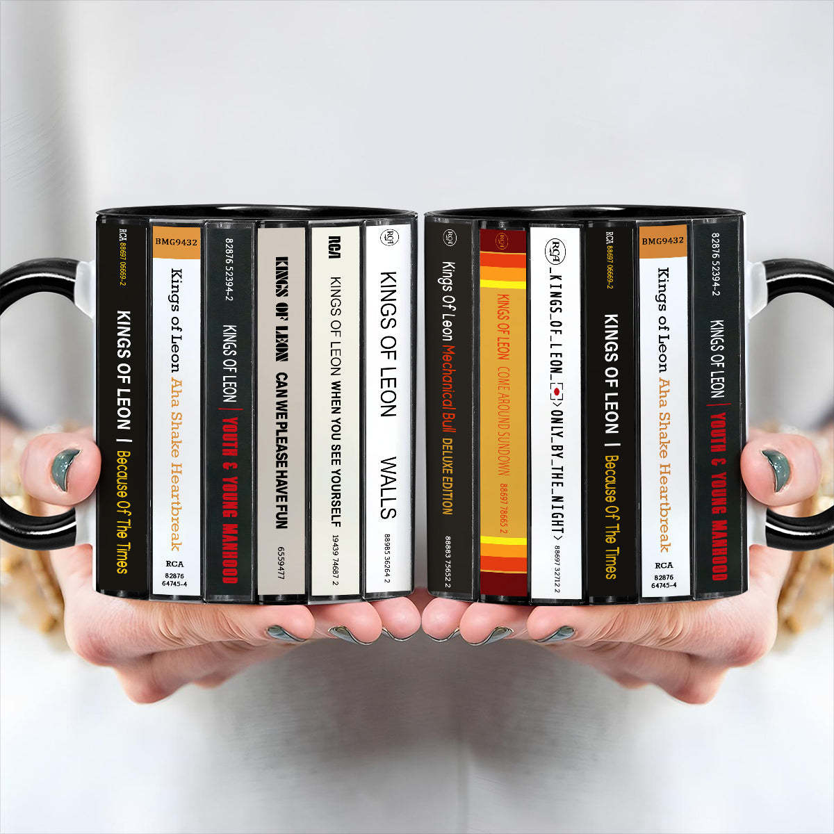 Kings Of Leon Albums Cassette Collection Retro Accent Edge-to-Edge Printed Mug