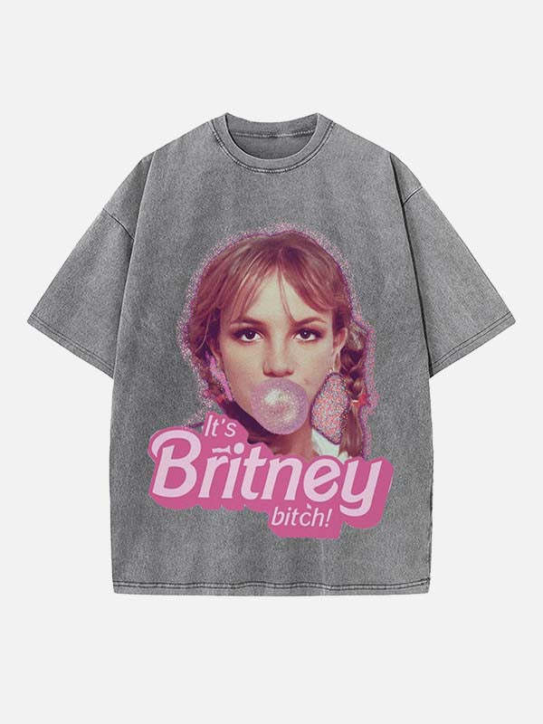 Britney Spears Print Round Neck T-shirt