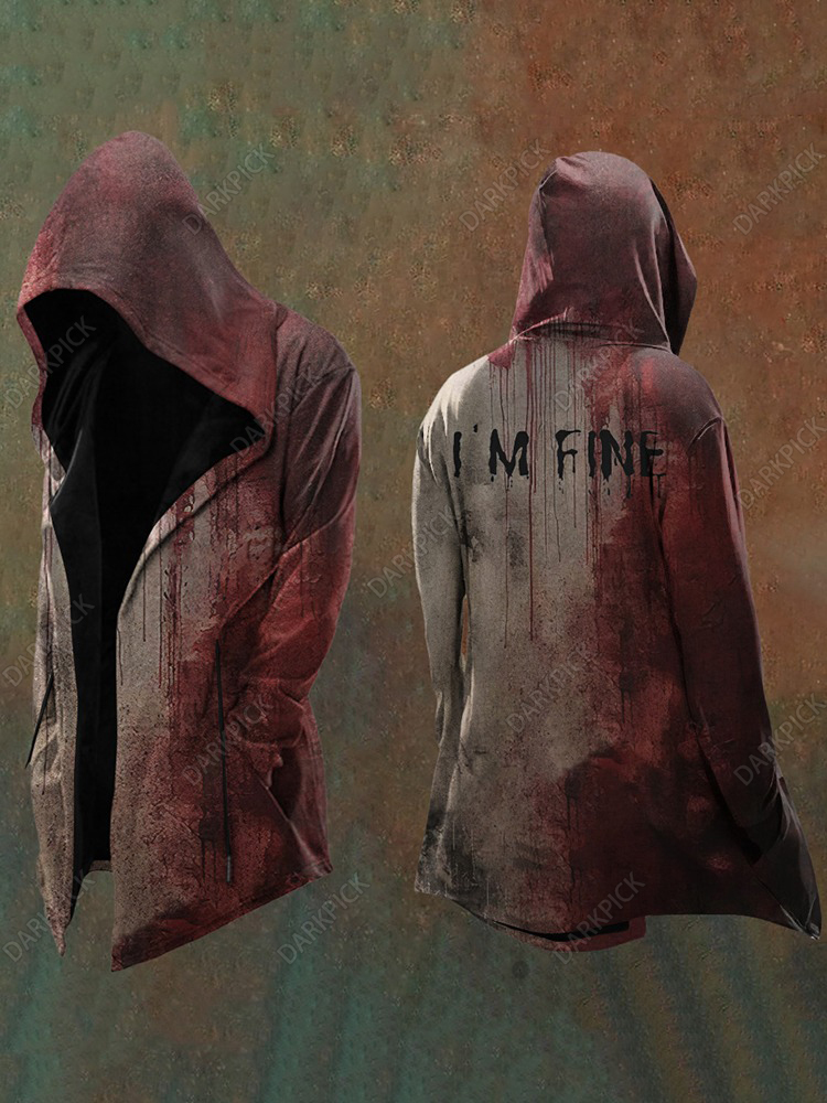Men's Bloody I AM FINE Causal Hooded Jacket