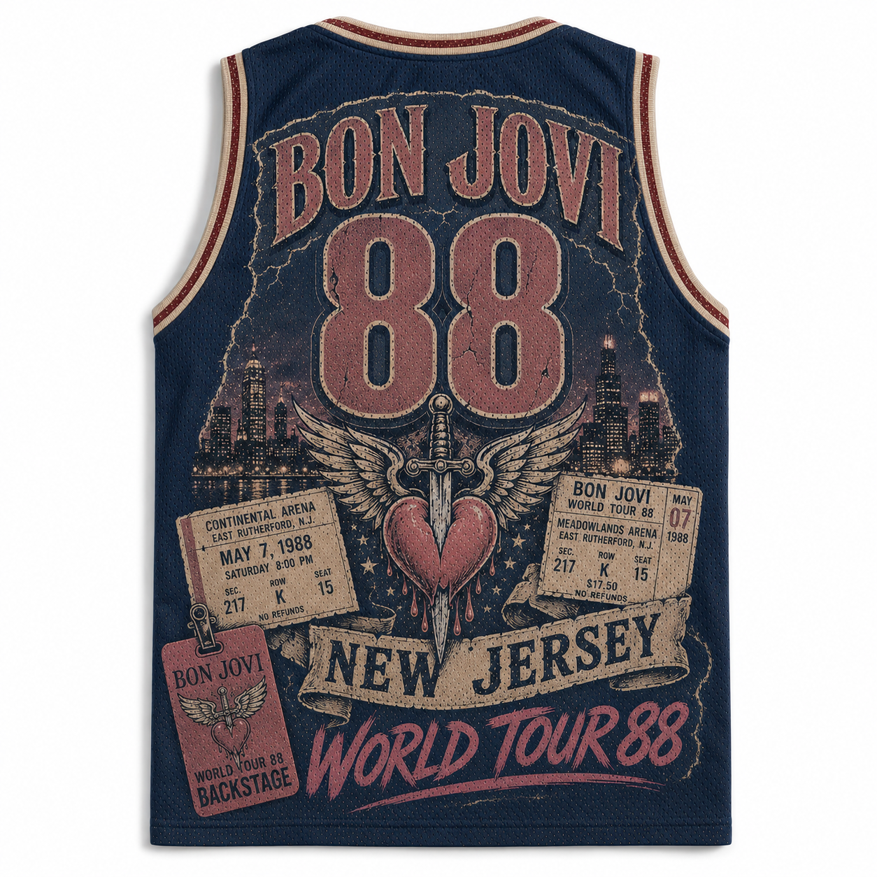 Vintage Bon Jovi New Jersey World Tour 88 Jersey Tank