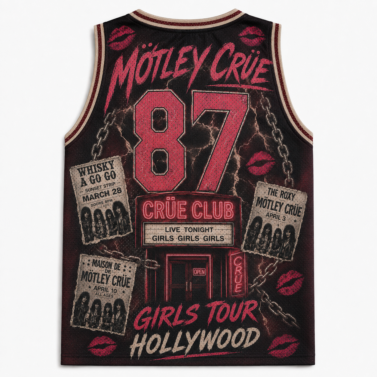 Vintage Mötley Crüe Girls Tour Hollywood 87 Jersey Tank