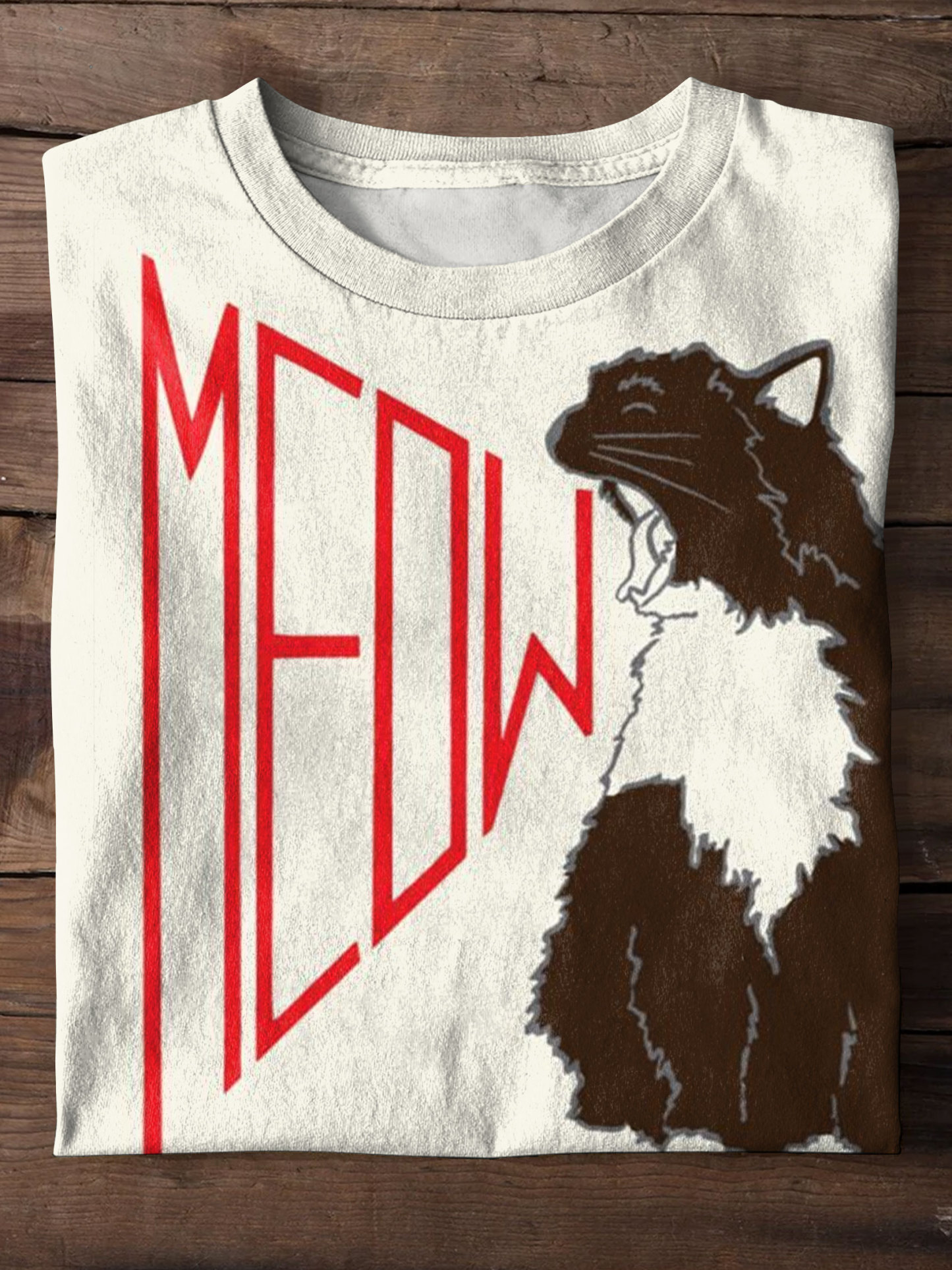 Meow Cat Art Print Casaul Short Sleeve T-shirt