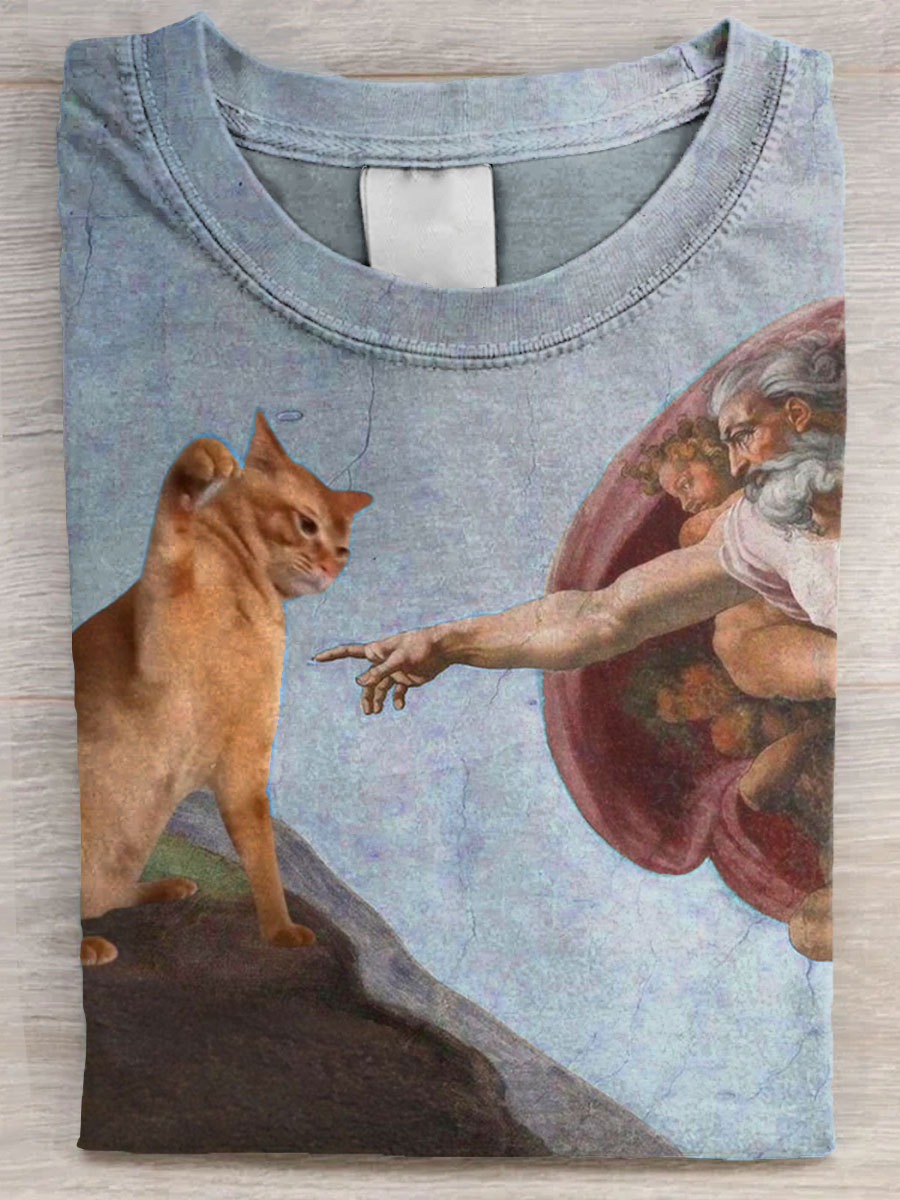 Vintage Funny Cat Art Print  Casual Tank Top