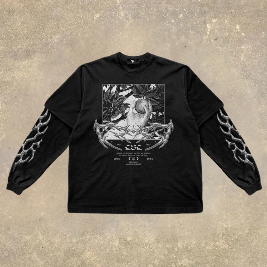 Men's Fake Two Dark Style Print Long Sleeve T-Shirt