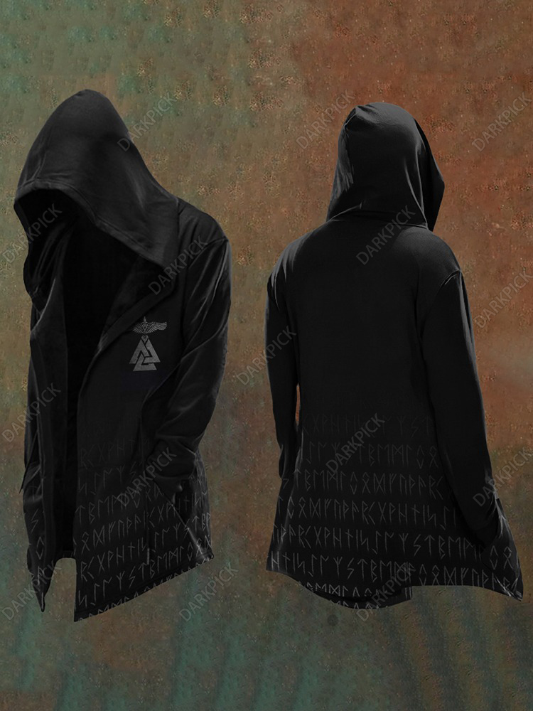 Men'S Vintage Viking Totem Art Hooded Jacket