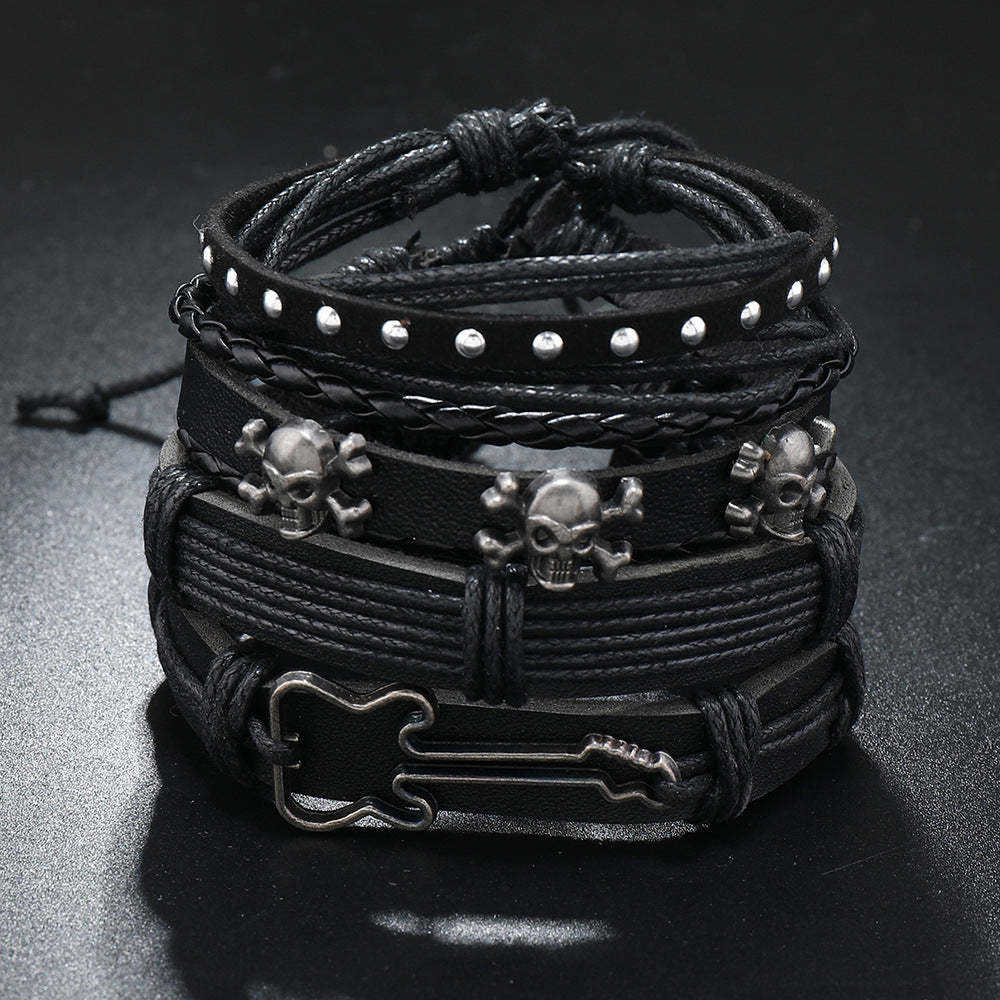 Men's Simple Guitar Tone Skull Combination Bracelet