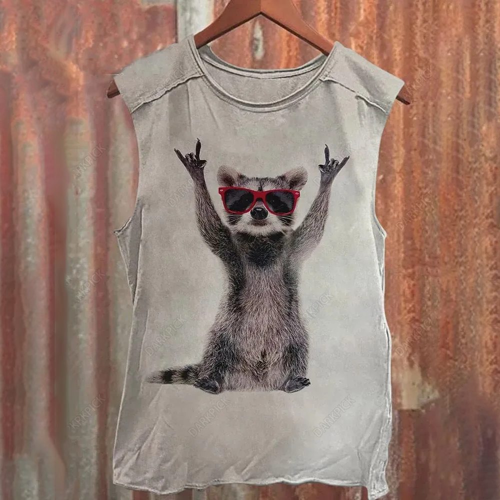 Unisex Fun Raccoon Abstract Print Tank Top