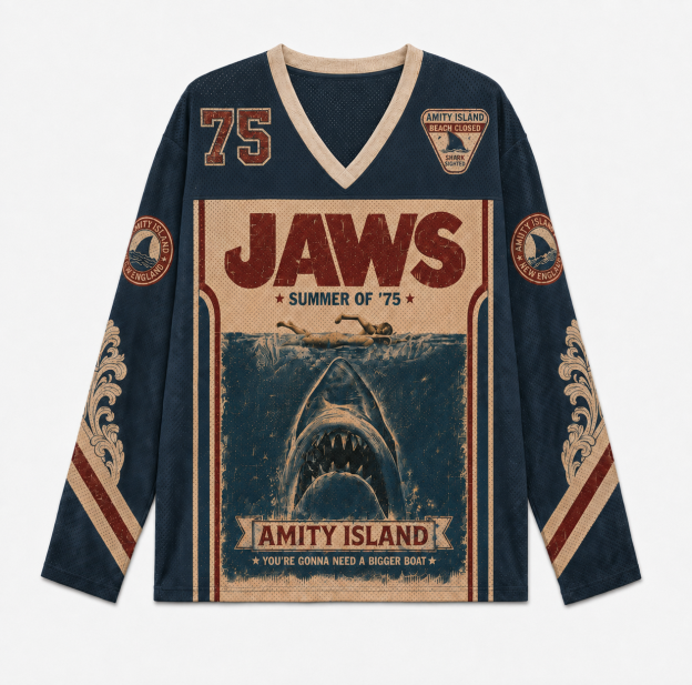 Shark Fin V-Neck Long Sleeve Jersey