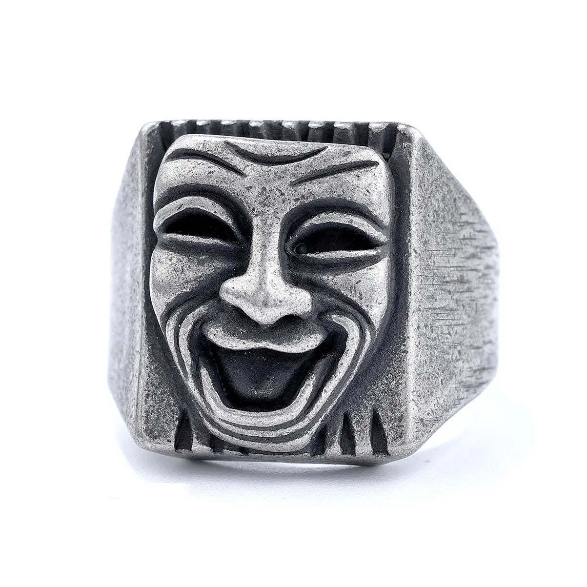 Comedy And Tragedy Masks Stainless Steel Ring