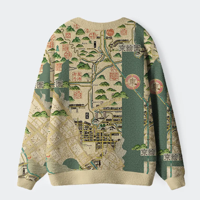 Tokyo-Tiger Exploring Kyoto Ugly Cardigan Sweater