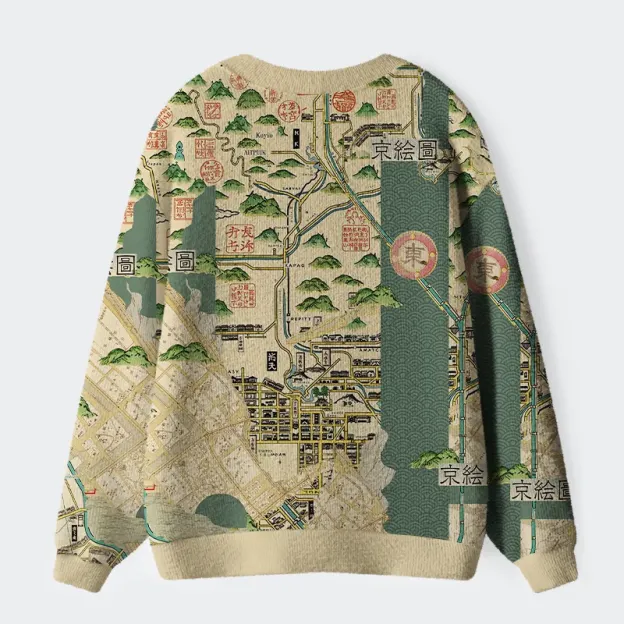 Tokyo-Tiger Exploring Kyoto Ugly Cardigan Sweater