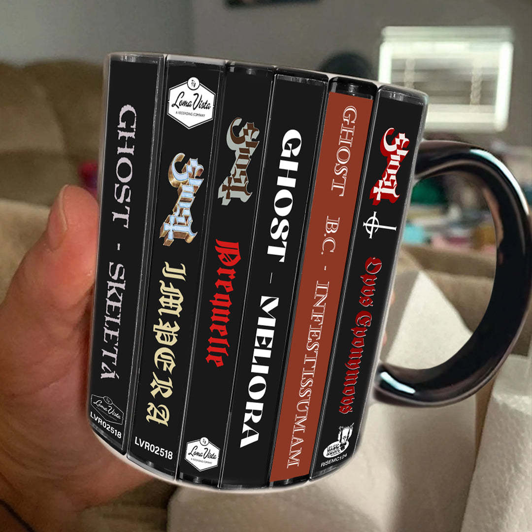 Ghost Albums Cassette Collection Retro Accent Edge-to-Edge Printed Mug