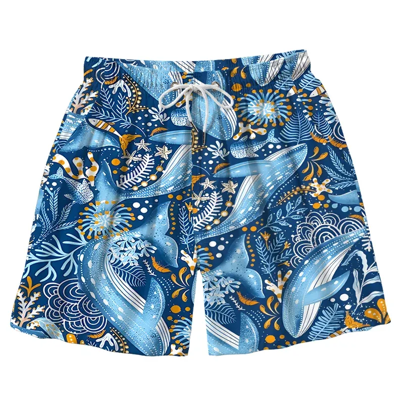 Tokyo-Tiger Whales In The Ocean Aloha Mens Swim Trunks
