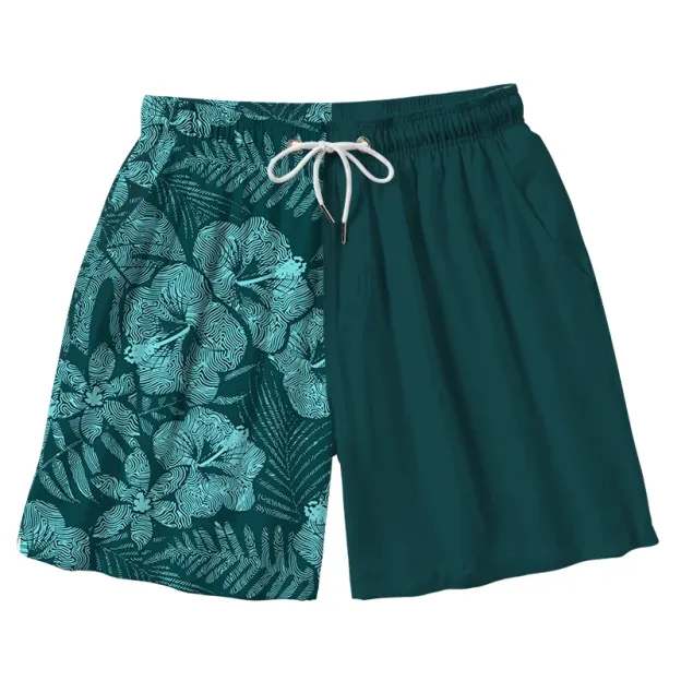  Tropical Ripple Flowers Aloha Mens Swim Trunks