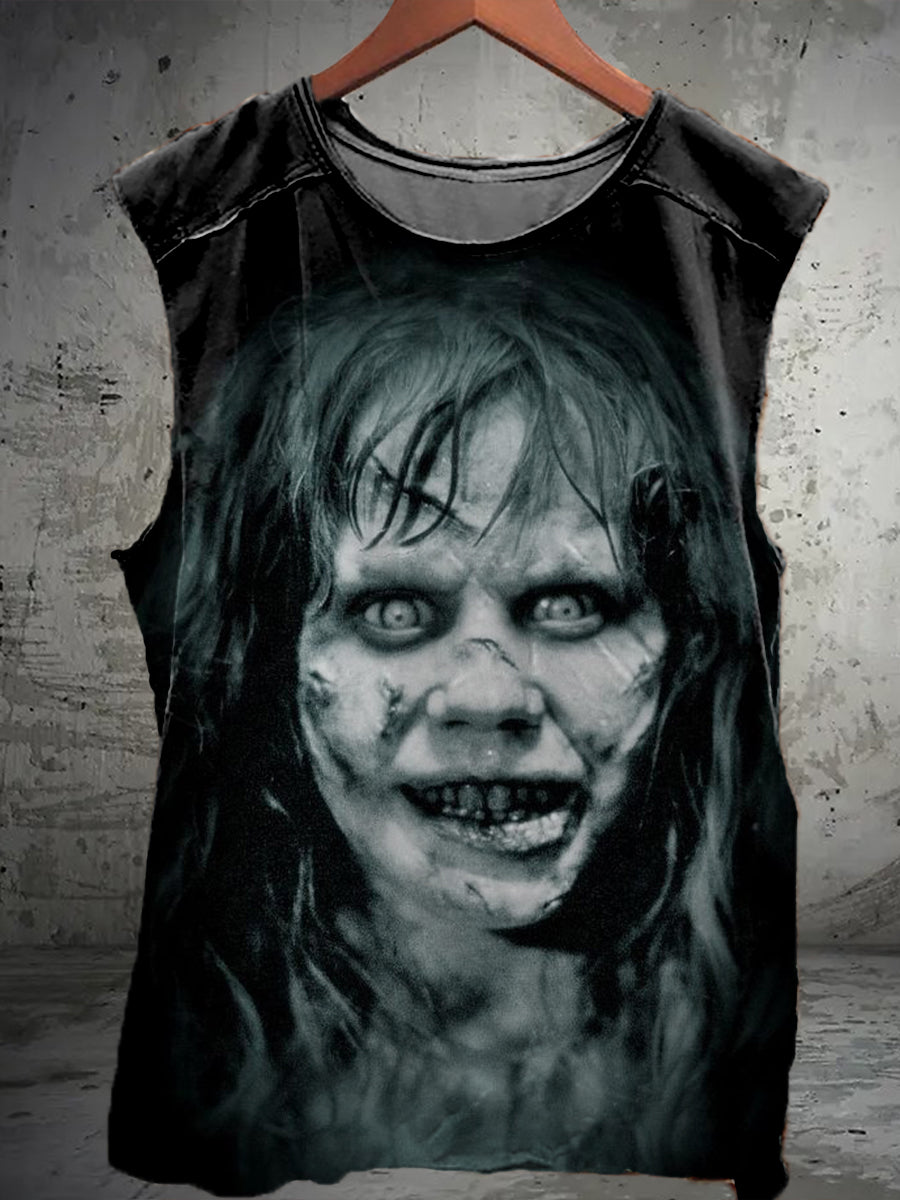 Horror The Exorcism Print Unisex Casual Tank Top