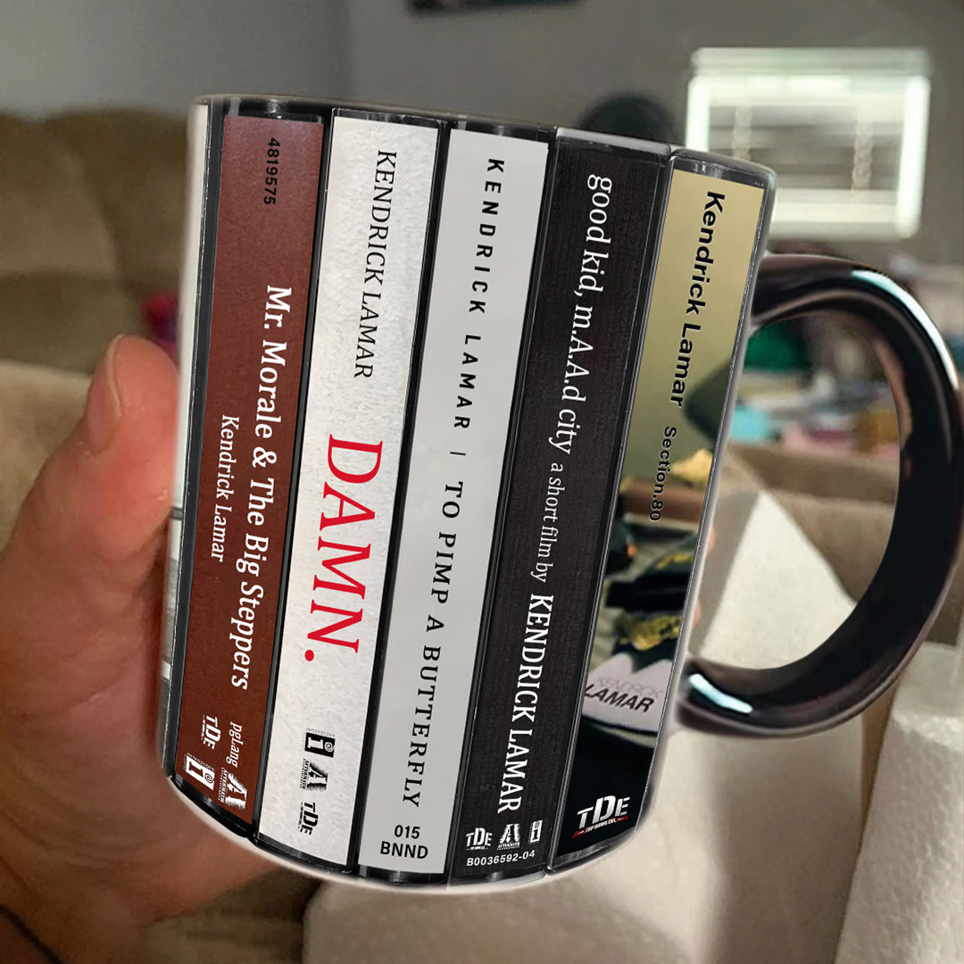 Kendrick Lamar Albums Cassette Collection Retro Accent Edge-to-Edge Printed Mug
